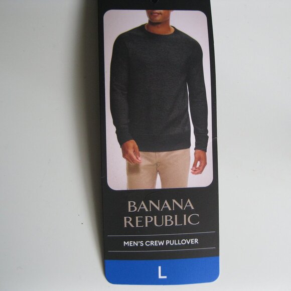 NWT* Banana Republic Men’s Waffle Crew pullover Sweatshirt L Charcoal (0607) - Picture 2 of 15